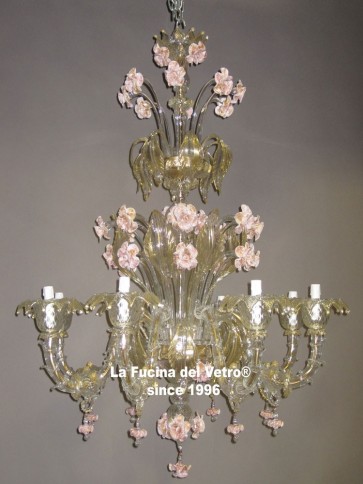 Murano glass chandelier "REZZONICO ARMS GLASS PASTE"