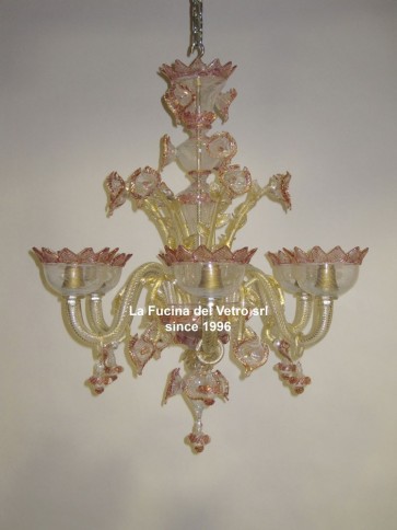  "FILIGREE DECORATED" gold leaf Murano glass chandelier