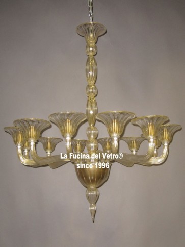 "MODERN PIPE ALL GOLD" Murano glass chandelier 