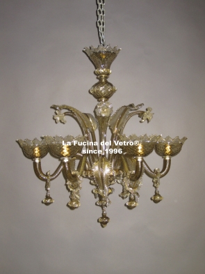 "CLASSIC PENDANTS GOLD COLORED" Murano glass chandelier