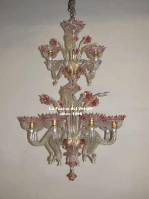 "CLASSIC GOLD TWO LEVELS" Murano glass chandelier