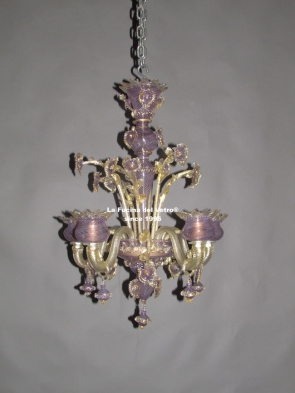 "WHITE FILIGREE COLORED" Murano glass chandelier