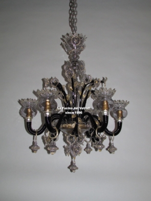"BLACK FILIGREE VERS.2" Murano glass chandelier