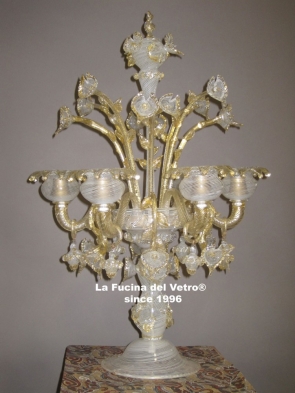 Murano glass table flambeau "FILIGREE" 