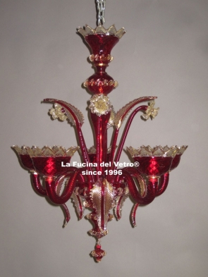 "CLASSIC GOLD COLORED" Murano glass chandelier