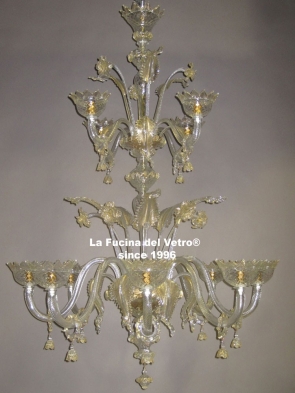  "CLASSIC PENDANTS GOLD TWO LEVELS" Murano glass chandelier