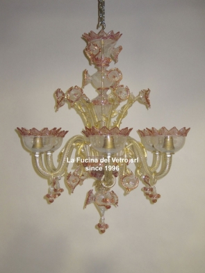  "FILIGREE DECORATED" gold leaf Murano glass chandelier