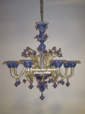 "FILIGREE COLORED" Murano glass chandelier 
