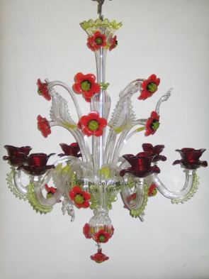  "POPPIES" classic floral Murano glass chandelier