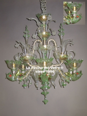 Murano glass chandelier "REZZONICO LAGOON" 