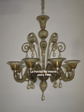 "PASTORAL MANU GOLD" Murano glass chandelier 
