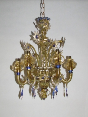 "DAISIES COLORED"  Murano glass chandelier