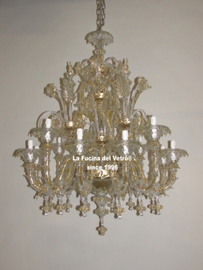 "MINIREZZONICO ANTICO GOLD" Murano glass chandelier