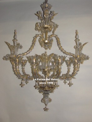 "REZZONICO TWO HARPS" Murano glass chandelier